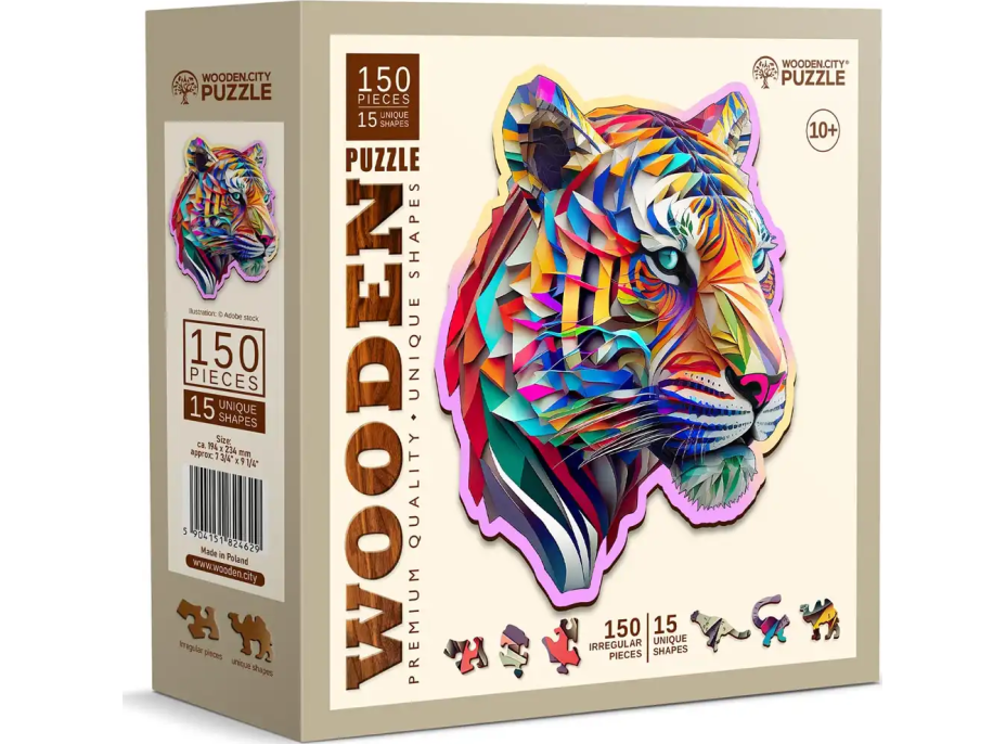 WOODEN CITY Drevené puzzle Farebný tiger 150 dielikov EKO