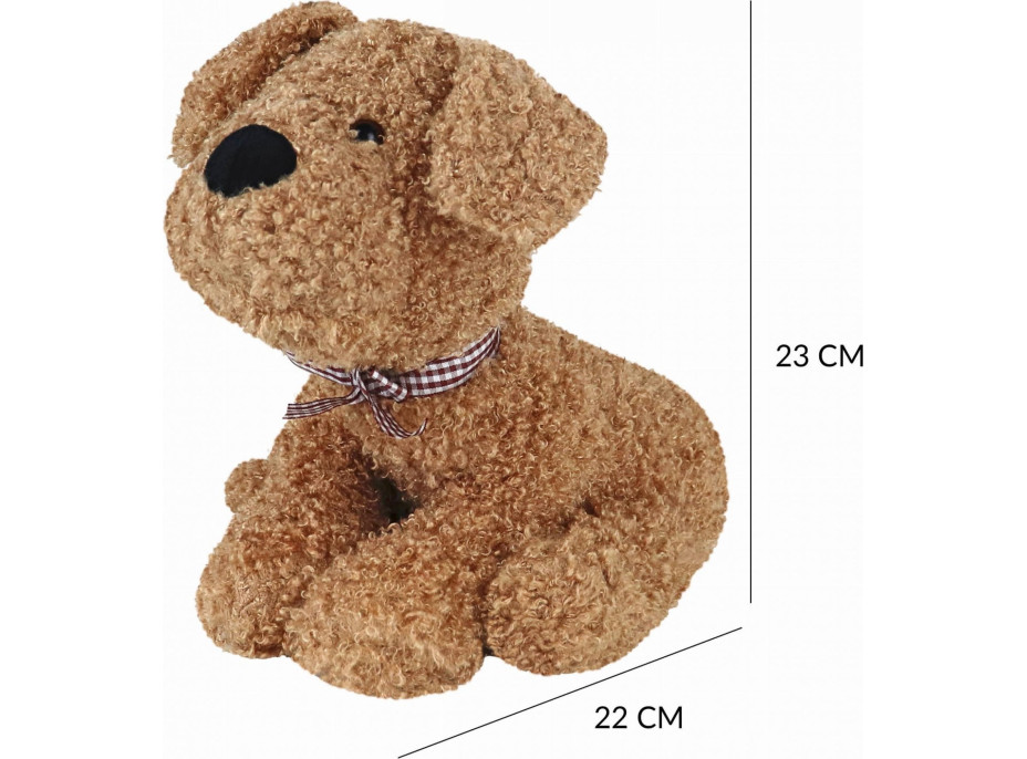 Zarážka do dverí CALM DOG 23 cm - Psík s mašľou - hnedý