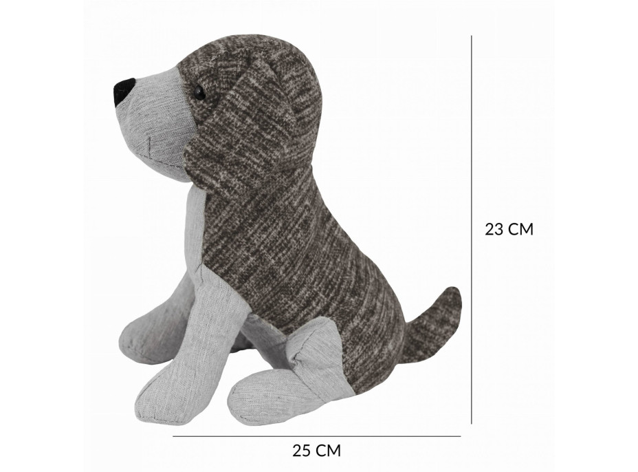 Zarážka do dverí CALM DOG 23 cm - Psík - šedý / hnedý