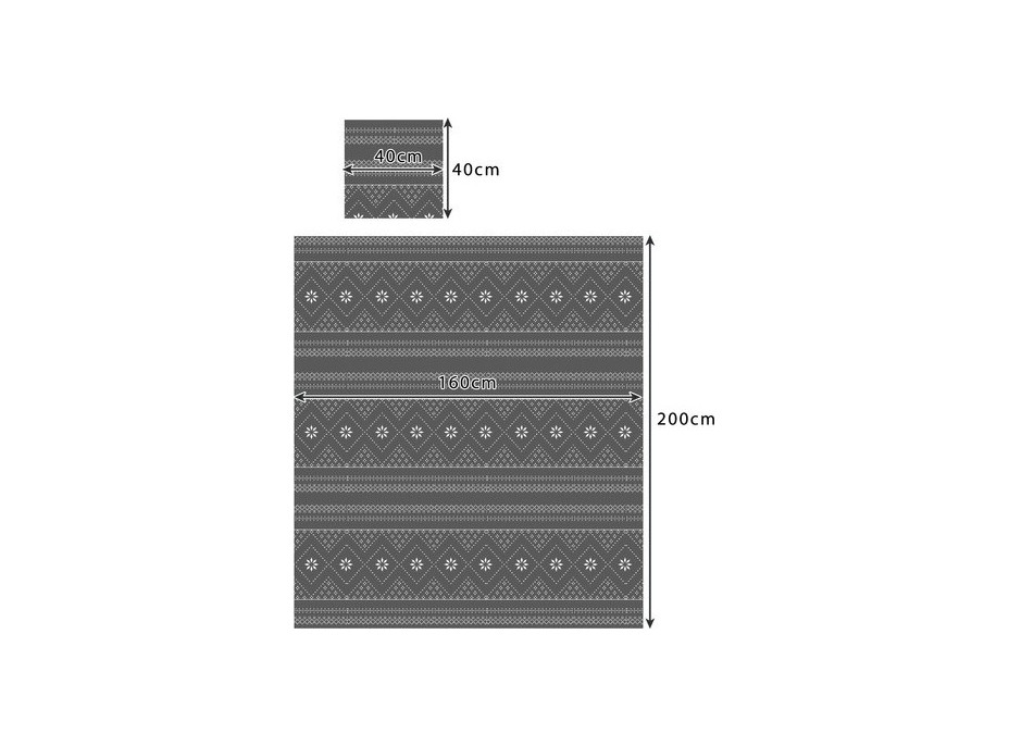 Vianočná deka 160x200 cm + 2 ks obliečky na vankúš - nórsky vzor - šedá