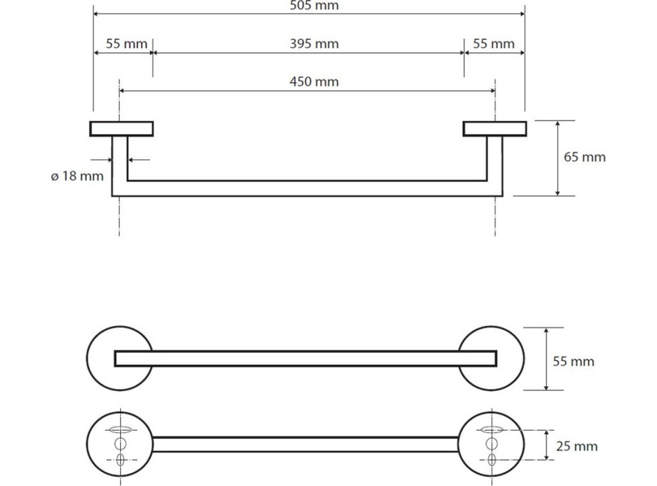 Držiak na uteráky - 505×55×65 mm