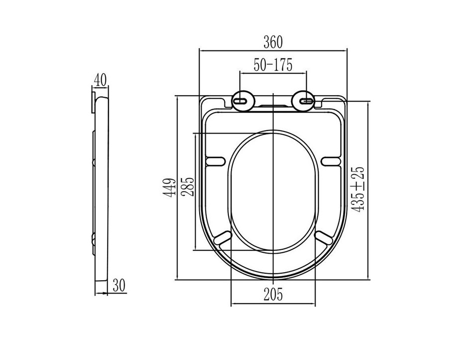 Závesné kapotované WC RIMLESS - 49x37x36 cm + duroplast sedátko