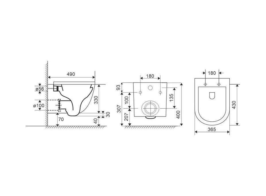 Závesné kapotované WC RIMLESS - 49x37x36 cm + duroplast sedátko