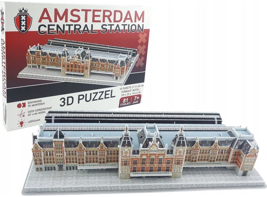 3D puzzle Hlavná stanica v Amsterdame 81 dielikov