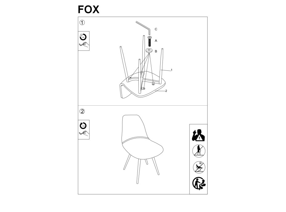 Jedálenská stolička FOX - biela/sivá