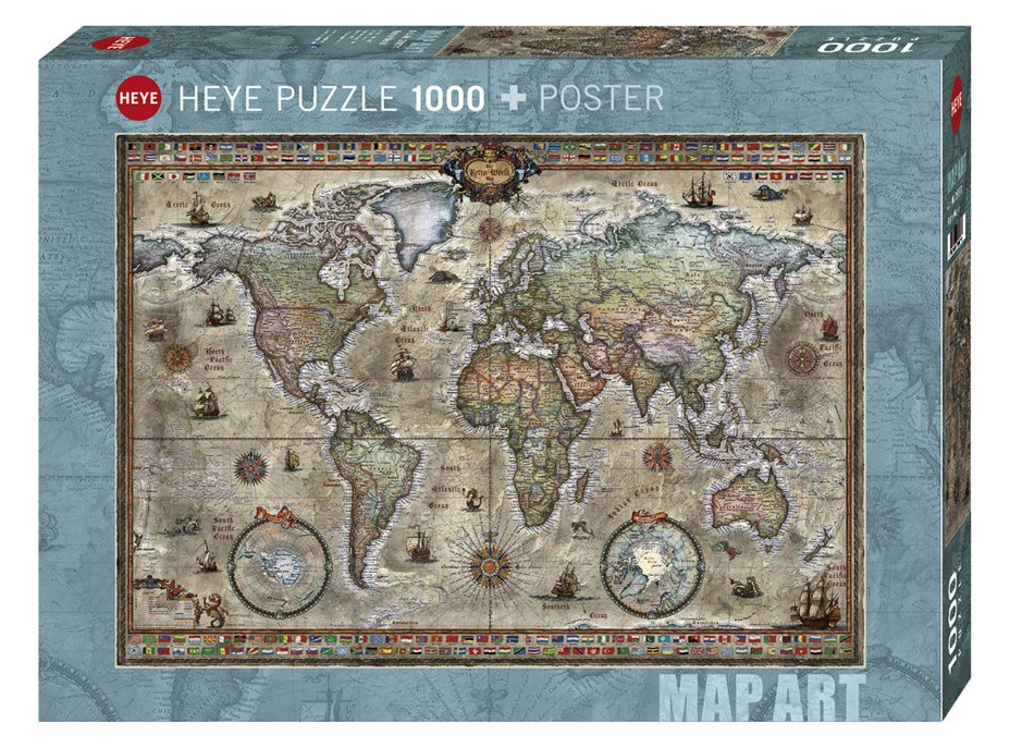 HEYE Puzzle Map Art: Retro svet 1000 dielikov