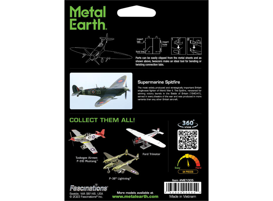 METAL EARTH 3D puzzle Lietadlo Supermarine Spitfire