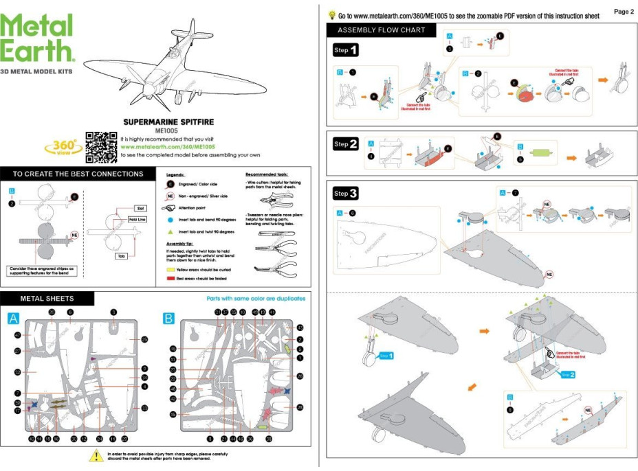 METAL EARTH 3D puzzle Lietadlo Supermarine Spitfire