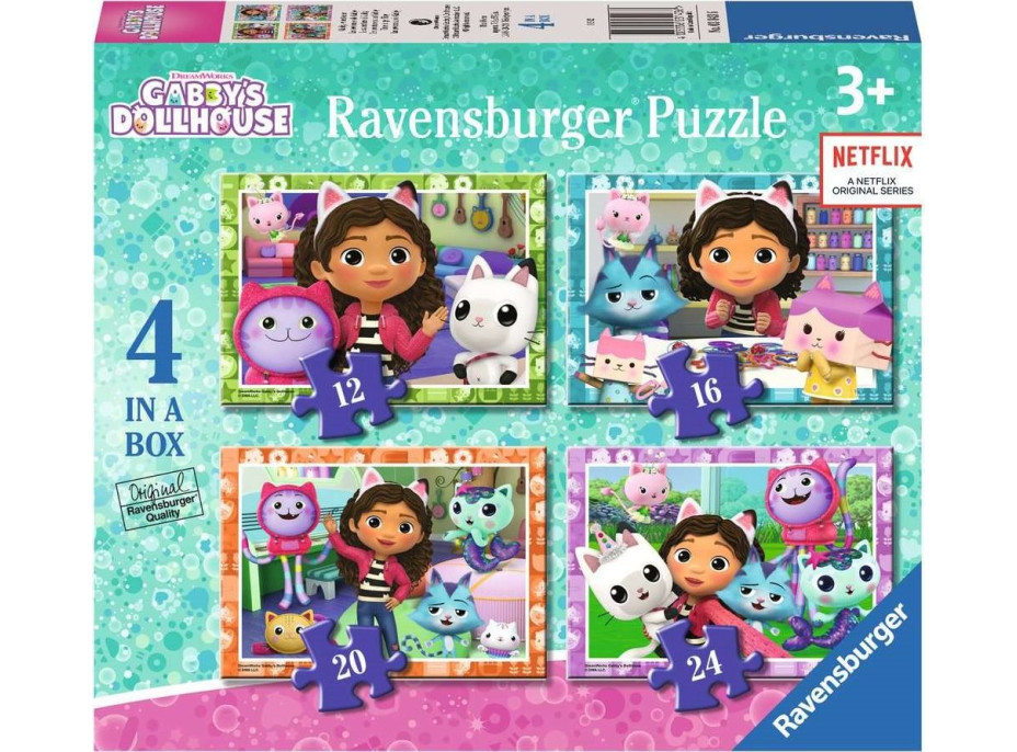 RAVENSBURGER Puzzle Gábinin kúzelný domček 4v1 (12, 16, 20, 24 dielikov)