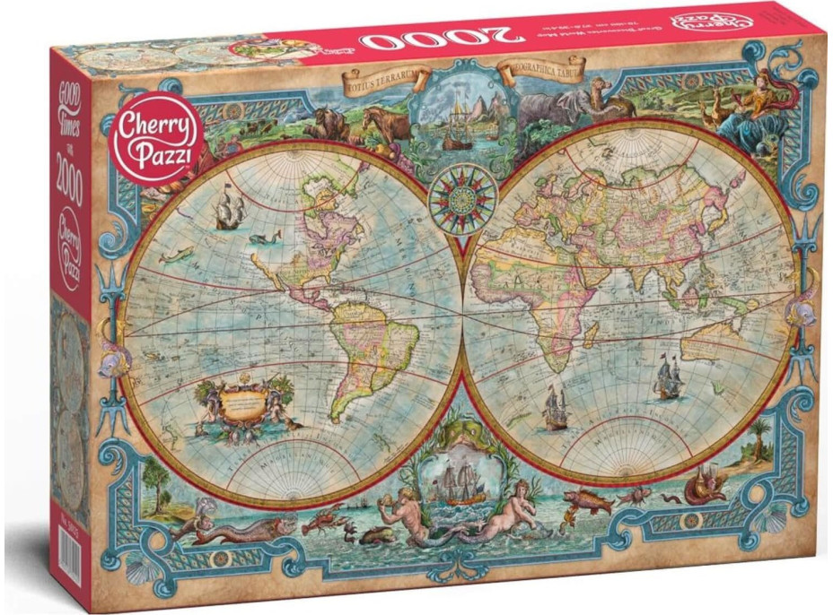 CHERRY PAZZI Puzzle Mapa sveta Veľkých objavov 2000 dielikov