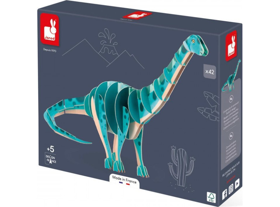 JANOD 3D puzzle Diplodocus 42 dielikov