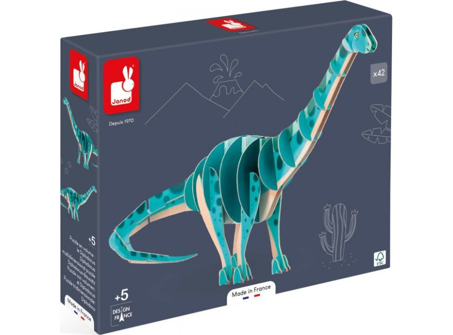 JANOD 3D puzzle Diplodocus 42 dielikov