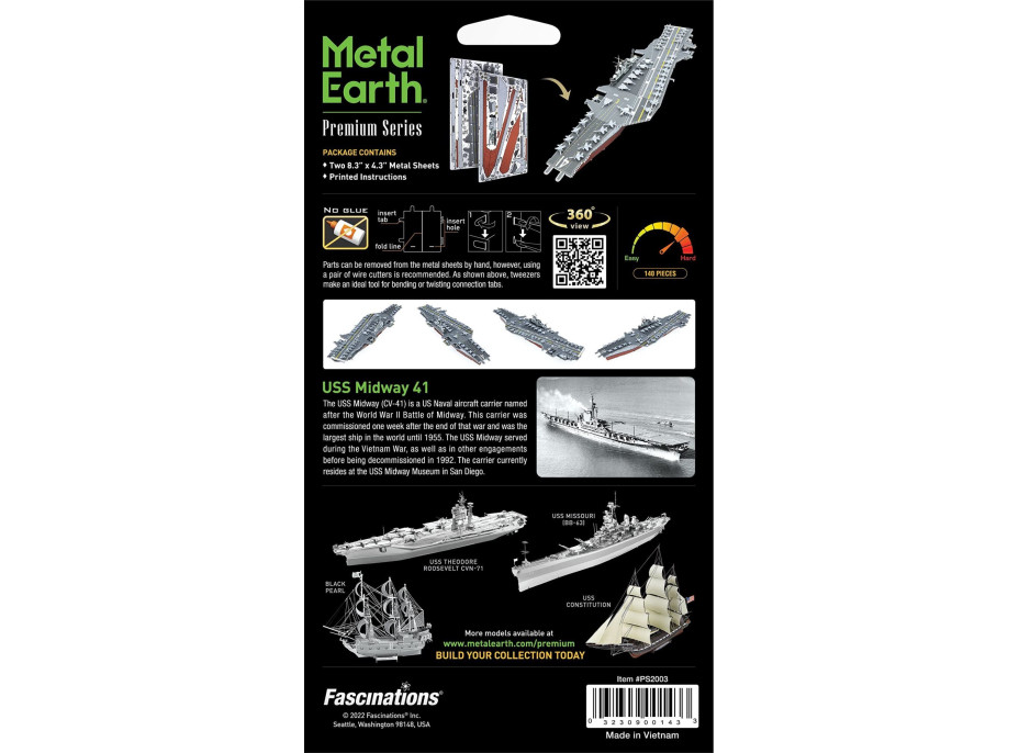 METAL EARTH 3D puzzle Premium Series: Lietadlová loď USS Midway