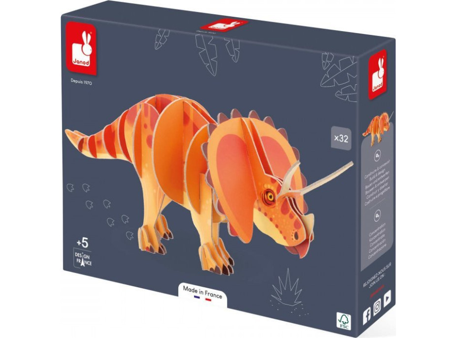 JANOD 3D puzzle Triceratops 32 dielikov