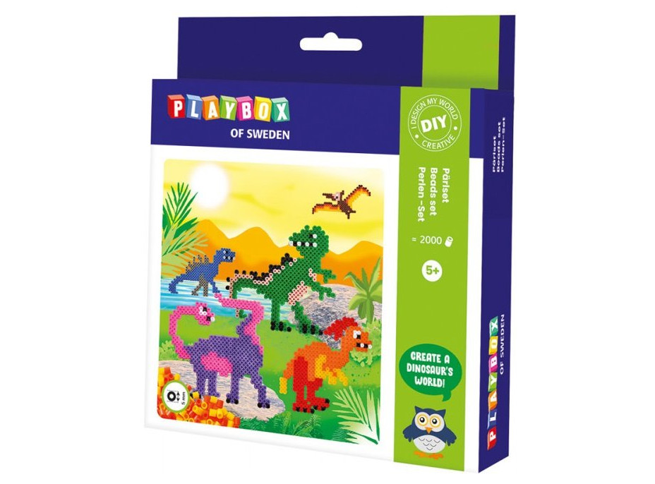 PLAYBOX Zažehľovacie korálky Sada Dinosaury 2000ks