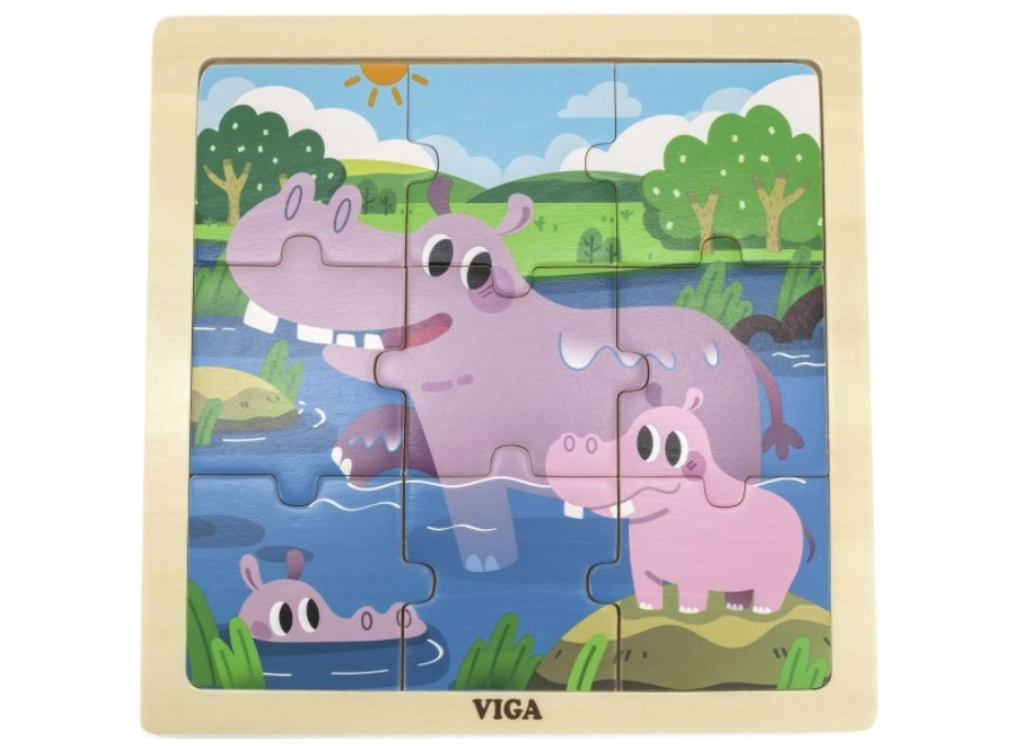 VIGA Drevené puzzle Hrošíci, 9 dielikov