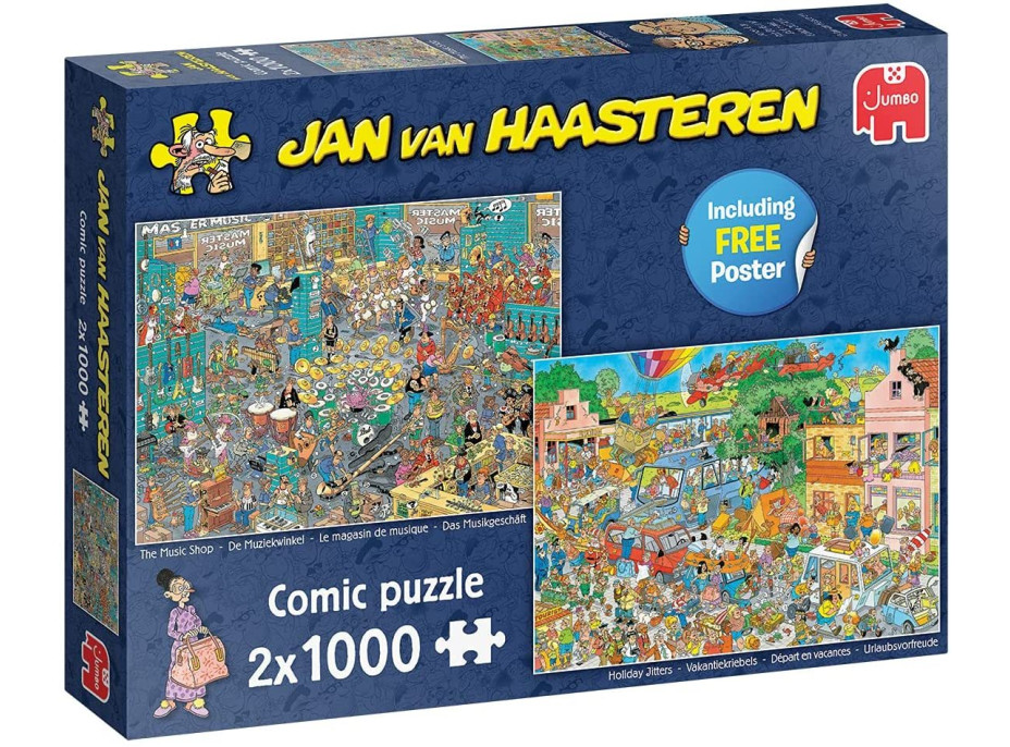 JUMBO Puzzle JvH Obchod s hudobninami & Prázdninová nervozita 2x1000 dielikov