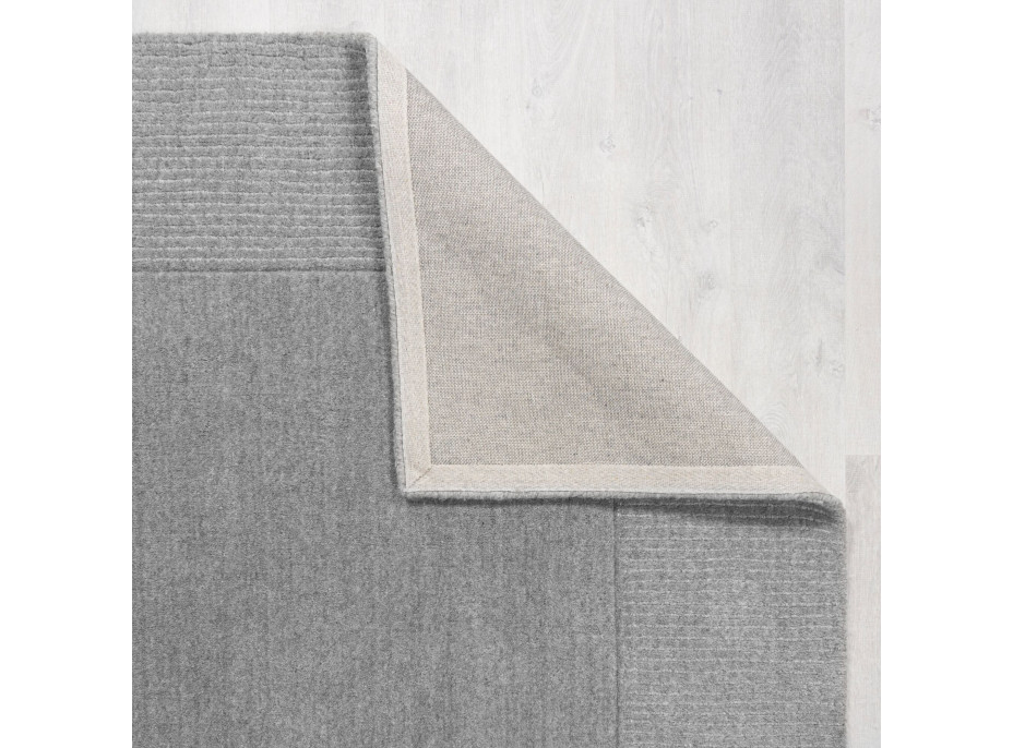 Kusový ručne tkaný koberec Tuscany Textured Wool Border Grey Marl