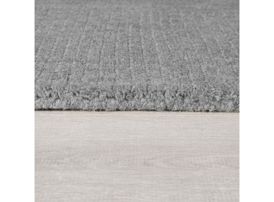 Kusový ručne tkaný koberec Tuscany Textured Wool Border Grey Marl