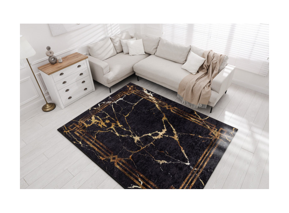 Kusový koberec Miro 51333.801 Marble black/gold