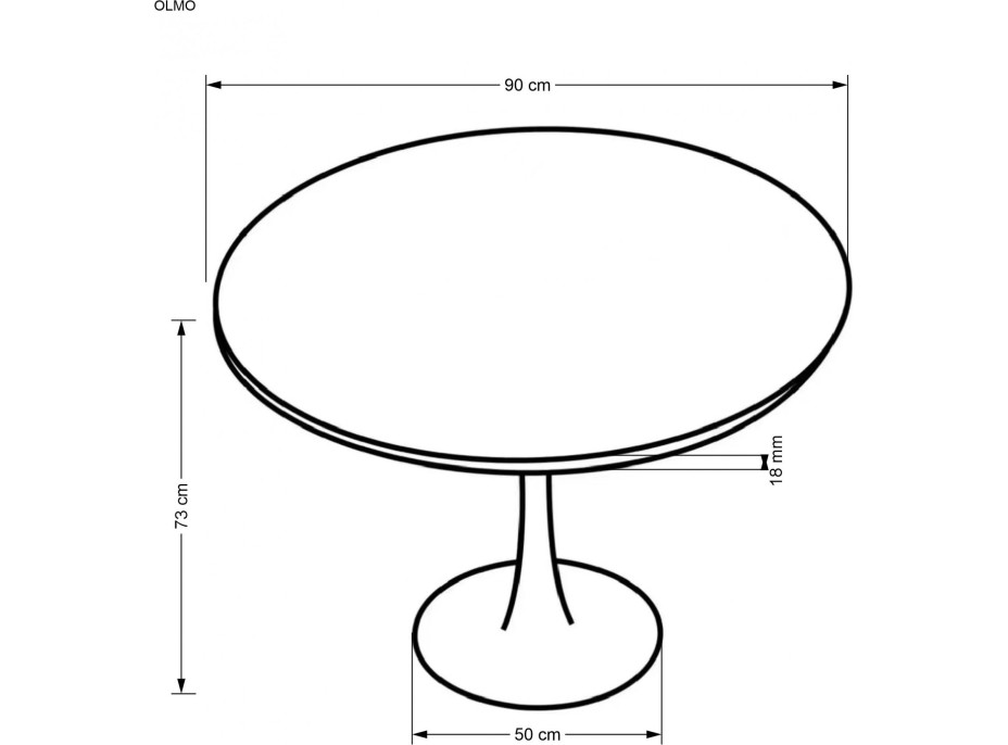 Okrúhly jedálenský stôl OLMO - 90x83 cm - orech/čierny