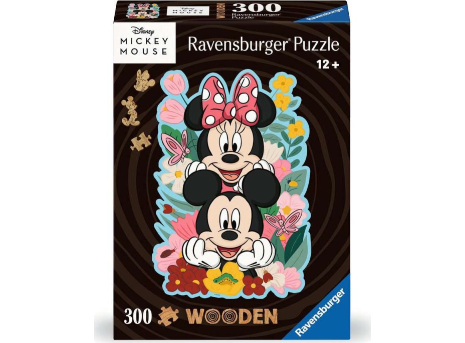 RAVENSBURGER Drevené obrysové puzzle Mickey a Minnie 300 dielikov