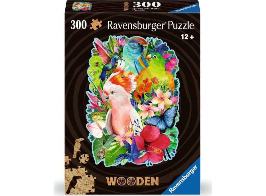 RAVENSBURGER Drevené obrysové puzzle Nádherné vtáky 300 dielikov