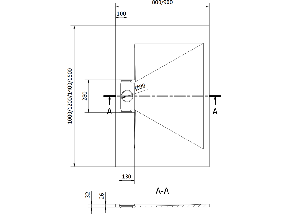 Sprchová SMC vanička MEXEN EGON 90x140 cm - čierna, 4R709014