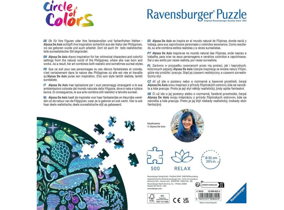 RAVENSBURGER Okrúhle puzzle Kruh farieb: Huby 500 dielikov