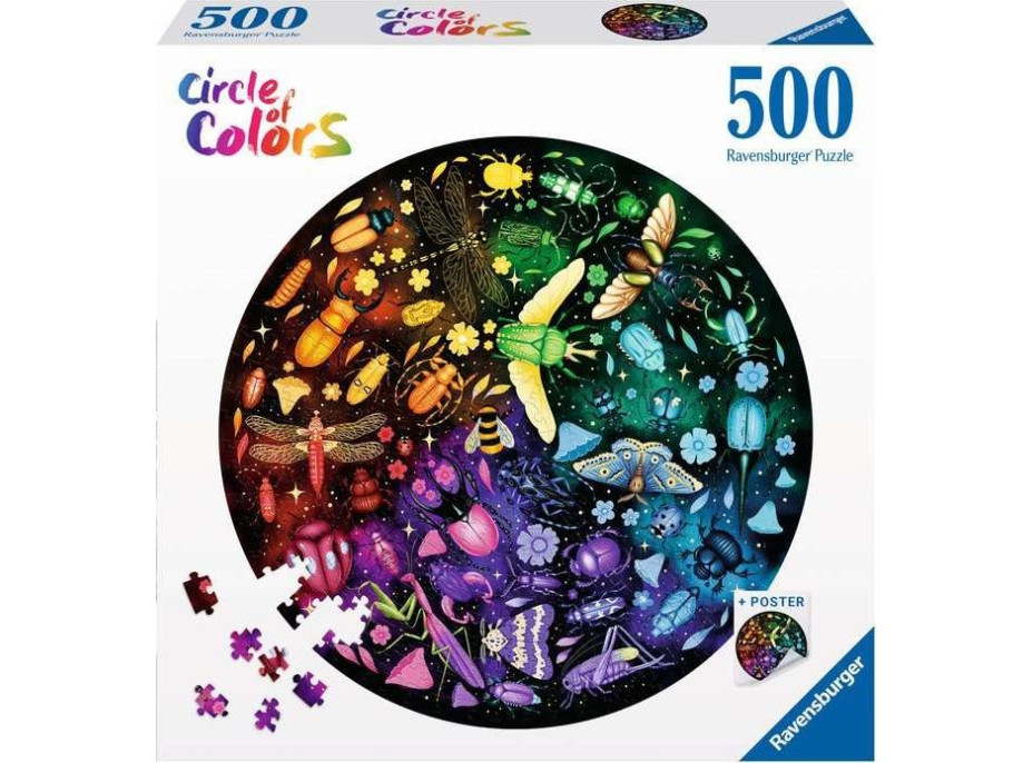 RAVENSBURGER Okrúhle puzzle Kruh farieb: Svet hmyzu 500 dielikov