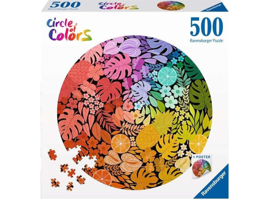 RAVENSBURGER Okrúhle puzzle Kruh farieb: Tropical 500 dielikov