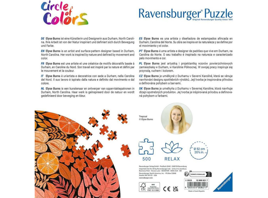 RAVENSBURGER Okrúhle puzzle Kruh farieb: Tropical 500 dielikov