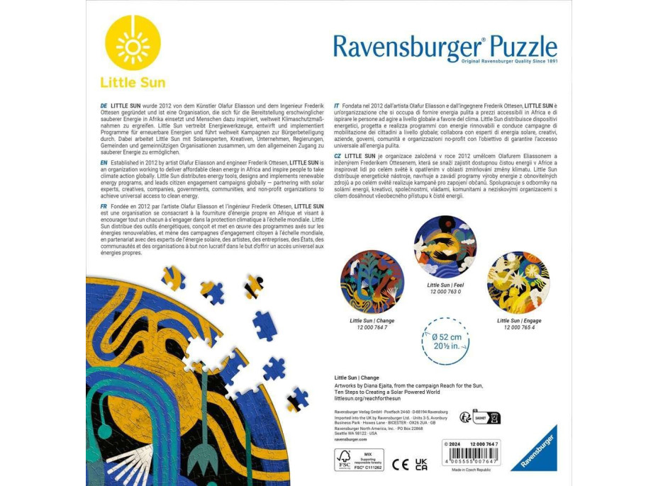 RAVENSBURGER Guľaté puzzle Little Sun: Zmena k lepšiemu 500 dielikov