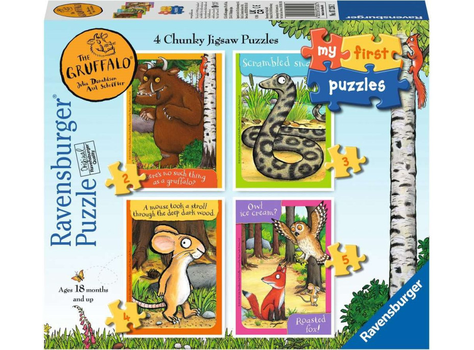 RAVENSBURGER Moje prvé puzzle: Gruffalo 4v1 (2,3,4,5 dielikov)