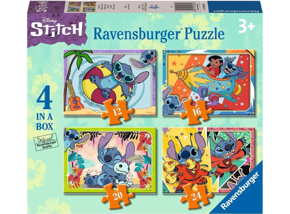 RAVENSBURGER Puzzle Lilo a Stitch 4v1 (12, 16, 20, 24 dielikov)