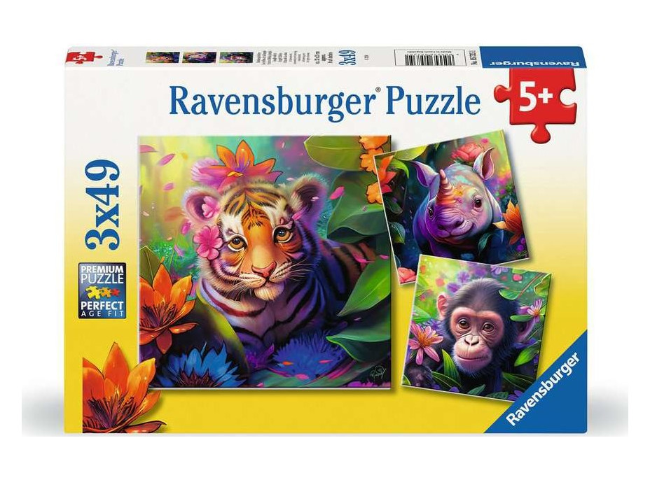 RAVENSBURGER Puzzle Mláďatá z džungle 3x49 dielikov