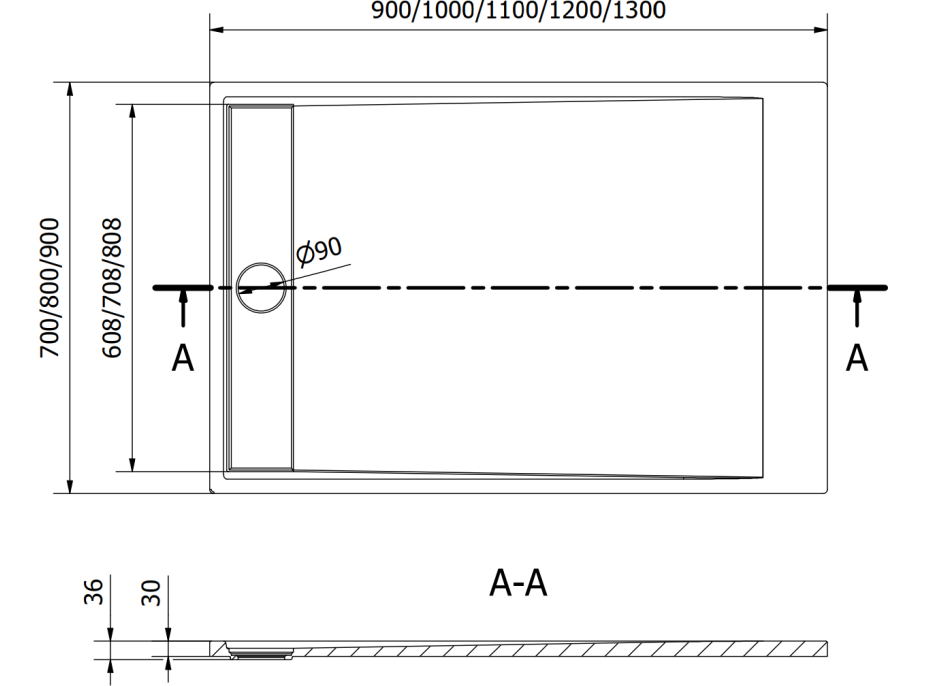 Sprchová SMC vanička MEXEN AMON 70x120 cm - čierna, 4F707012