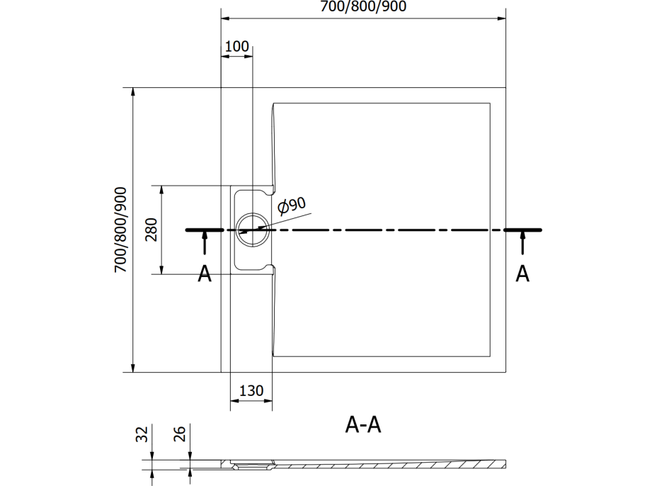 Sprchová SMC vanička MEXEN OTTO 90x90 cm - biela, 4N109090