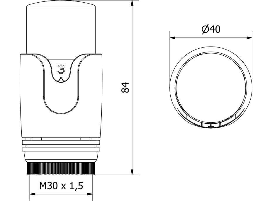 Termostatická hlavica pre radiátor MEXEN Modern - šedá - M30x1,5, W900-000-66