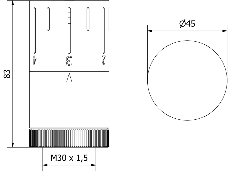 Termostatická hlavica pre radiátor MEXEN Space - čierna - M30x1,5, W908-005-70