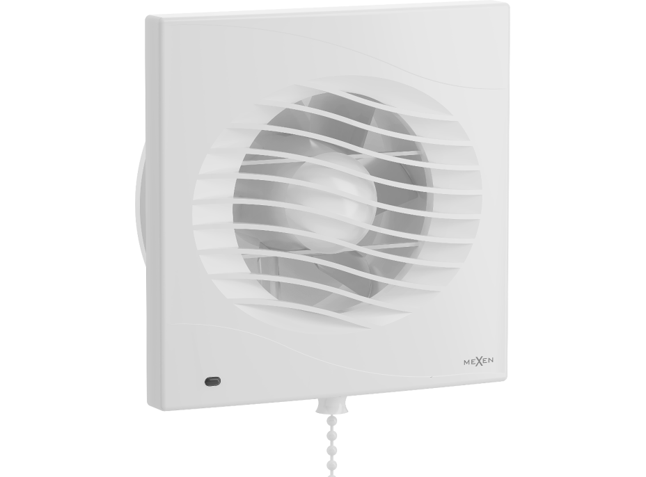 Kúpeľňový ventilátor MEXEN DXS 150 so spätnou klapkou a ovládaný lankom - biely, W9603-150K-00