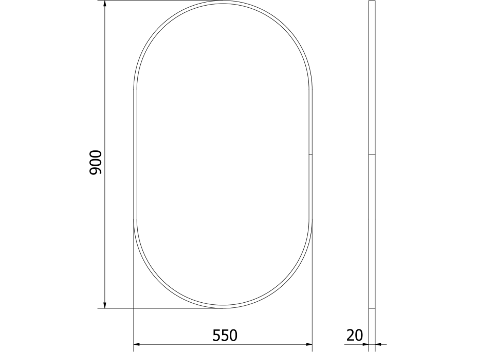 Oválne zrkadlo MEXEN LOFT 55x90 cm - zlatý rám, 9851-090-055-000-50