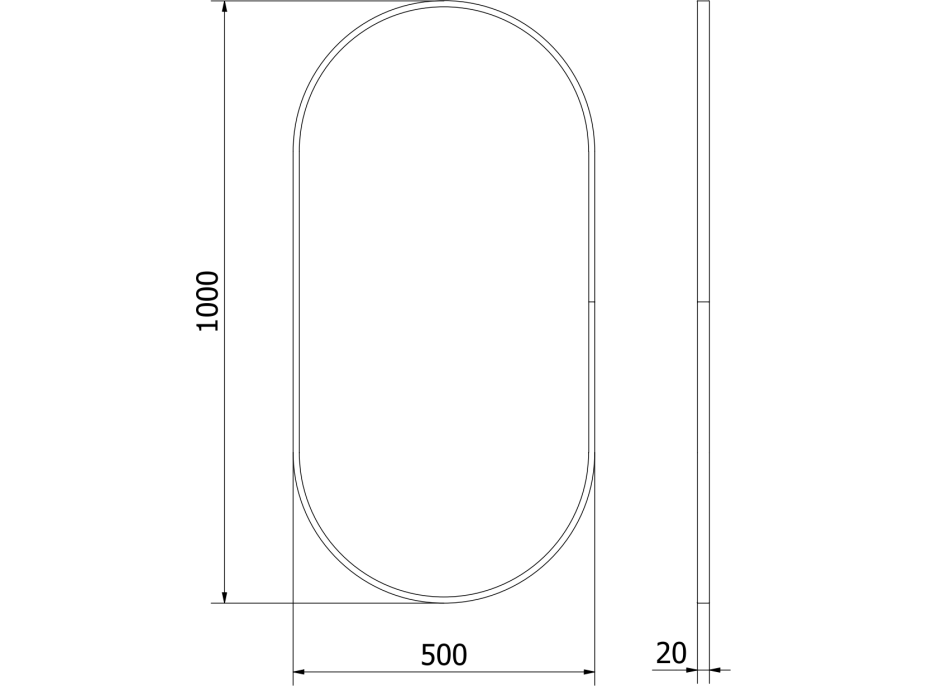 Oválne zrkadlo MEXEN LOFT 50x100 cm - zlatý rám, 9851-100-050-000-50