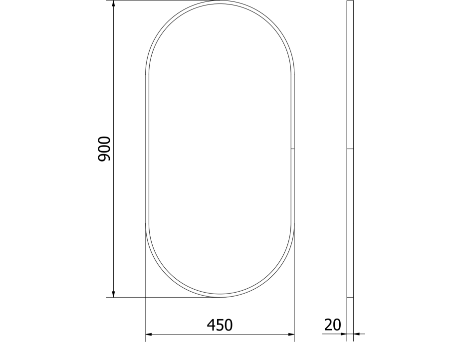 Oválne zrkadlo MEXEN LOFT 45x90 cm - zlatý rám, 9851-090-045-000-50