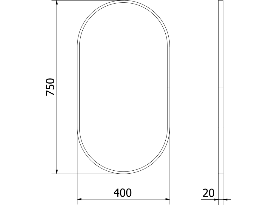 Oválne zrkadlo MEXEN LOFT 40x75 cm - zlatý rám, 9851-075-040-000-50