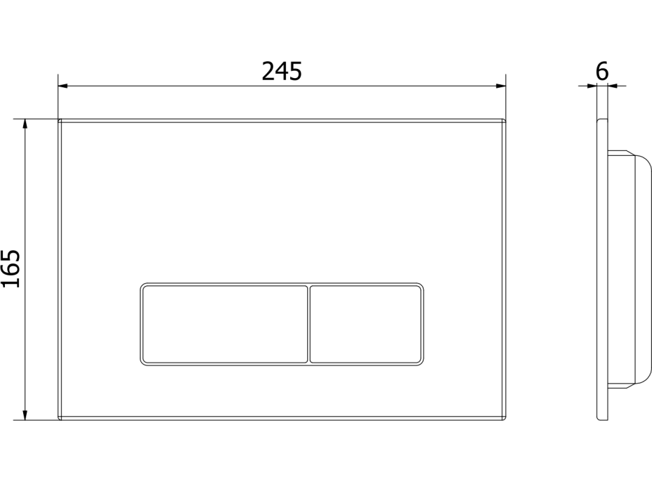 Ovládacie tlačidlo splachovadla SLIM - chrómové matné - dvojčinné - plastové - typ 13, 601302