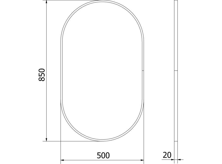 Oválne zrkadlo MEXEN LOFT 50x85 cm - zlatý rám, 9851-085-050-000-50