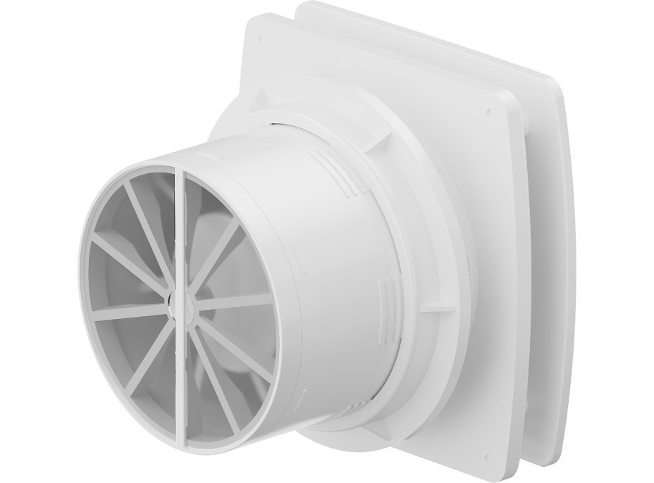 Kúpeľňový ventilátor MEXEN AXS 120 so spätnou klapkou a senzorom vlhkosti - biely, W9601-125H-00