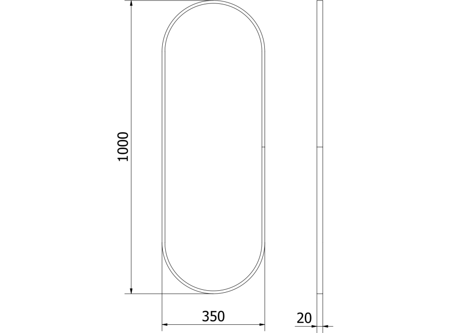 Oválne zrkadlo MEXEN LOFT 35x100 cm - zlatý rám, 9851-100-035-000-50