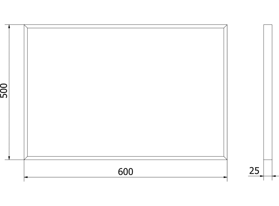 Obdĺžnikové zrkadlo MEXEN LOFT 60x40 cm - čierny rám, 9852-060-040-000-70